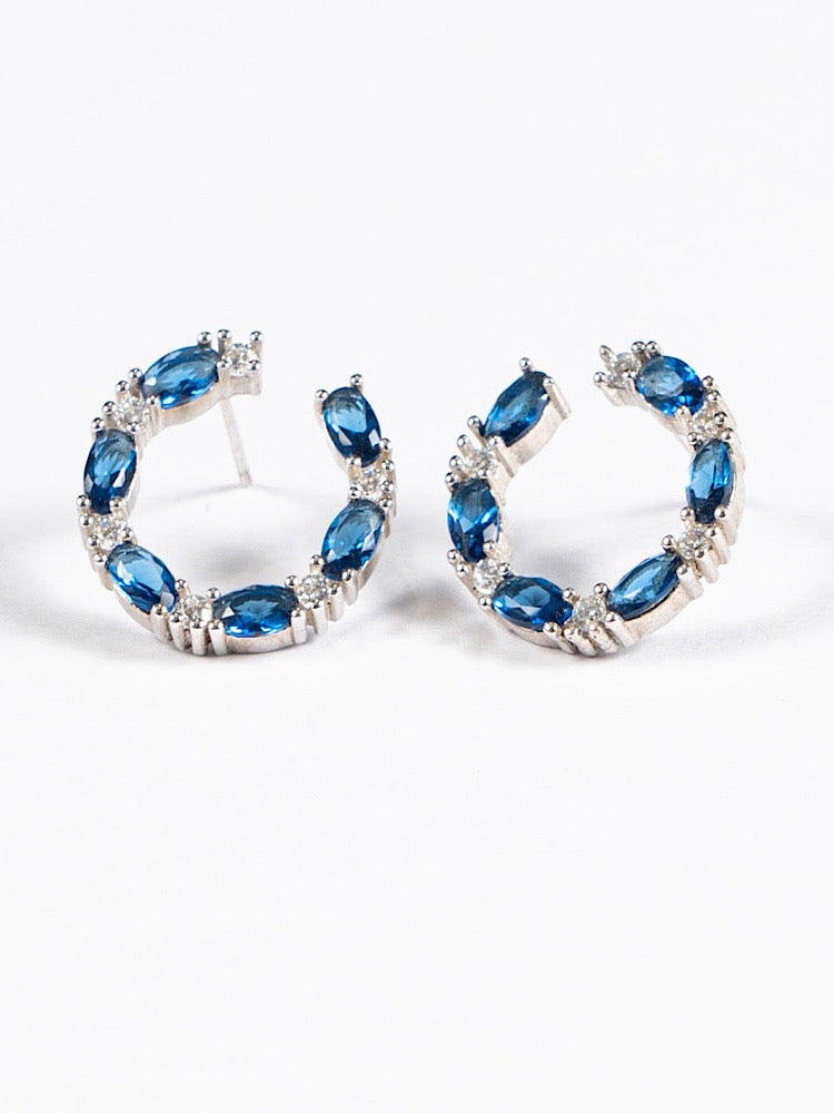 Silver  Blue Studs Earrings