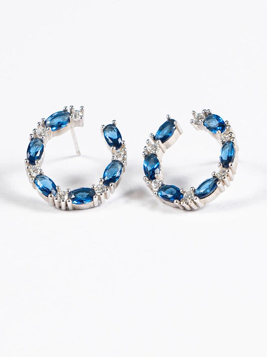 Silver  Blue Studs Earrings