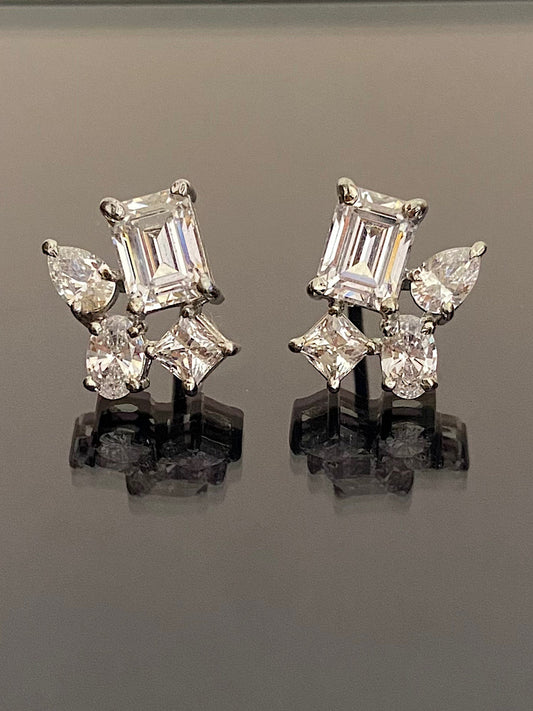 Silver Different Stone Solitaire Studs