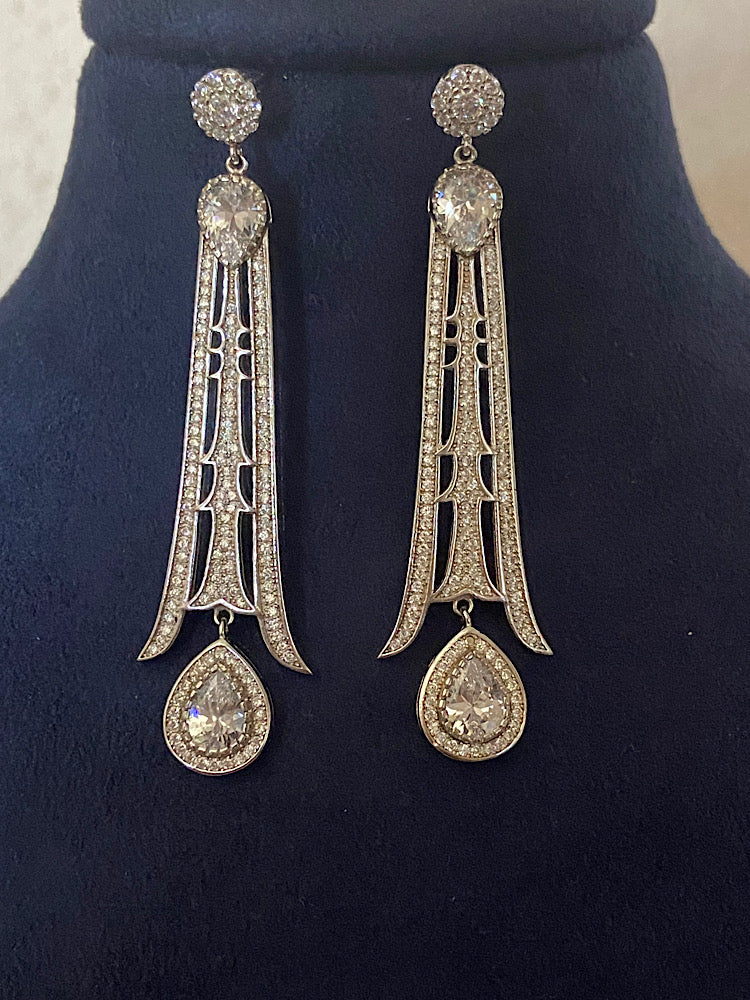 Long Statement Silver Earrings