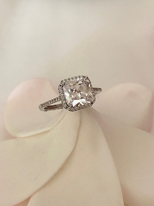 Silver Princess Cut Solitaire Ring