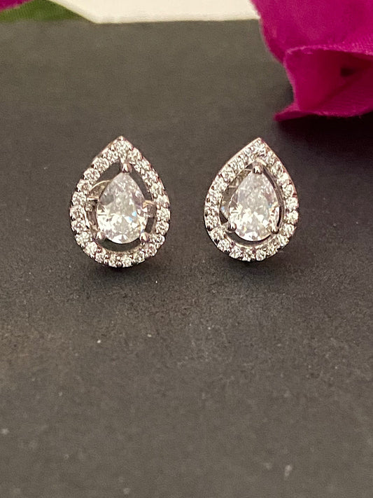 Pear Solitaire Silver Studs