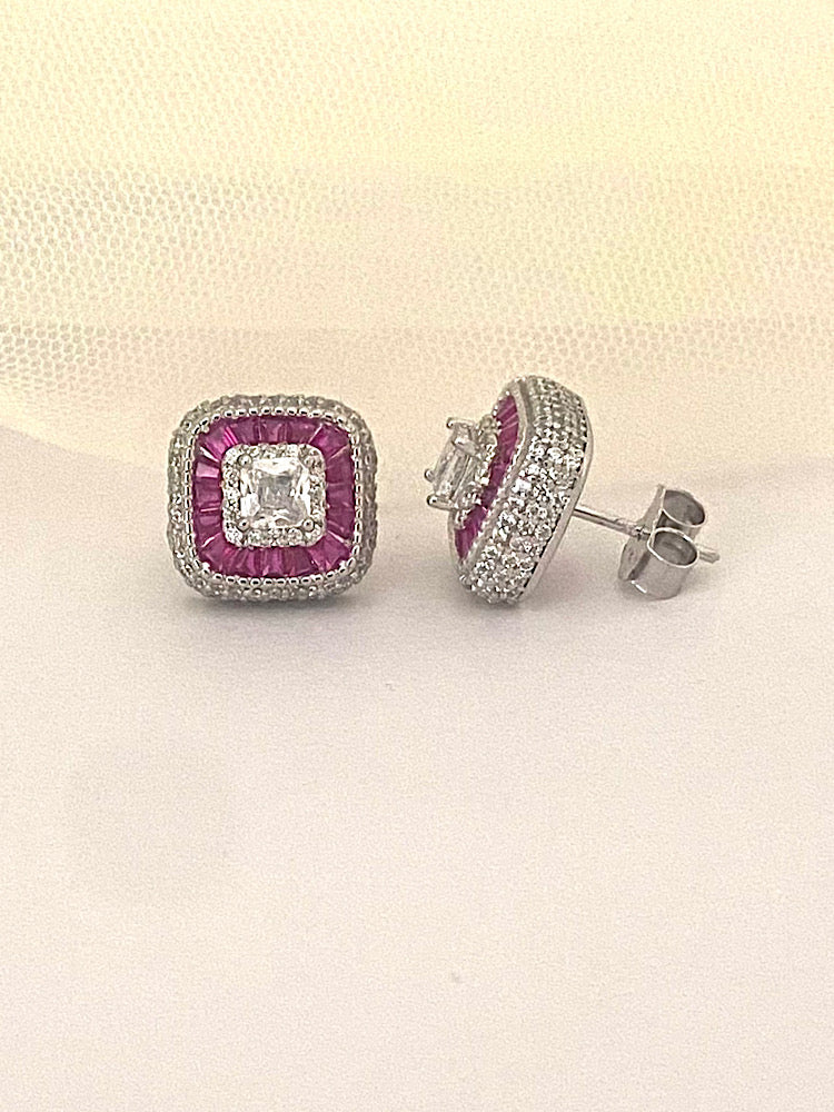 Pink Designer Silver Studs