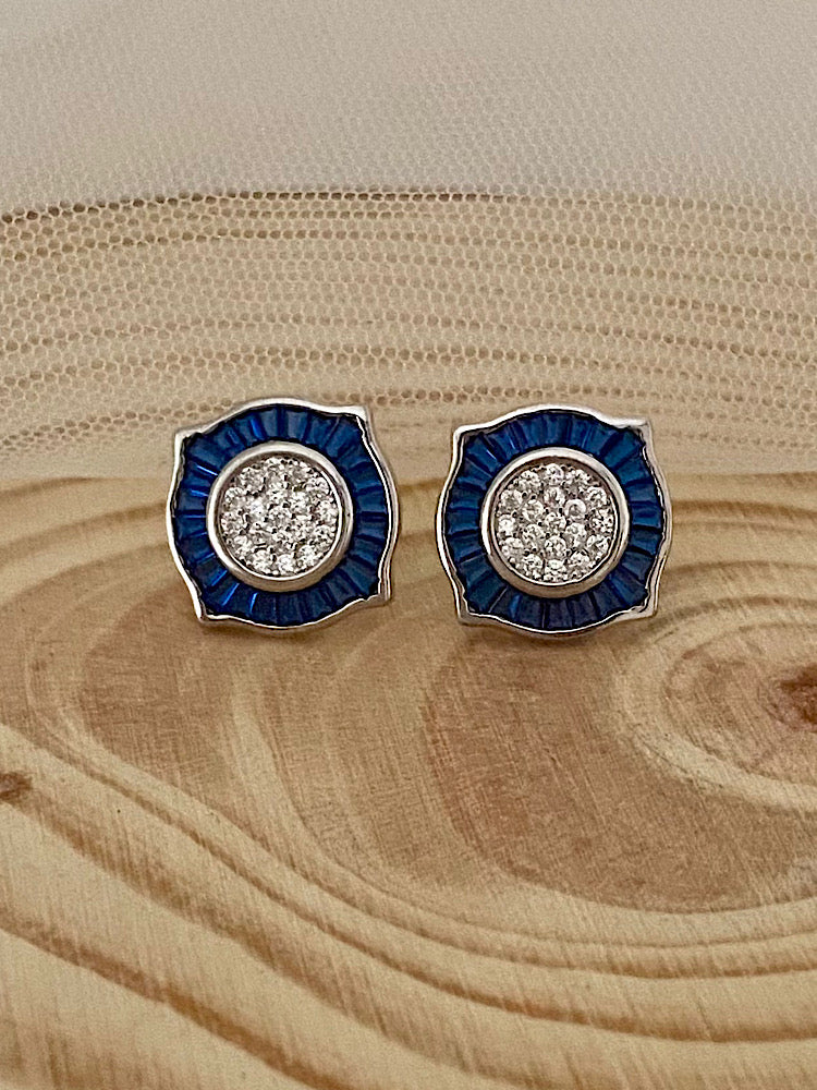 Silver Blue Studs Earrings