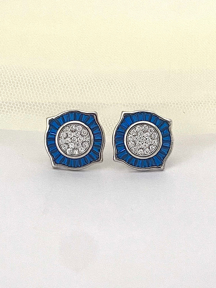 Silver Blue Studs Earrings