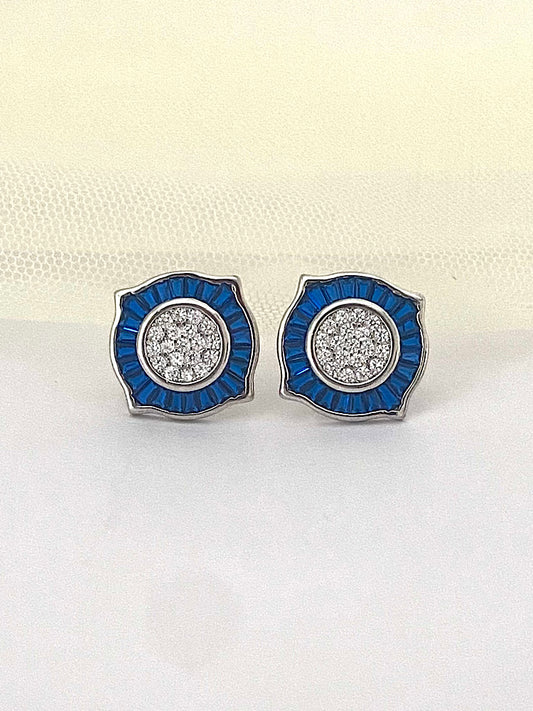 Silver Blue Studs Earrings