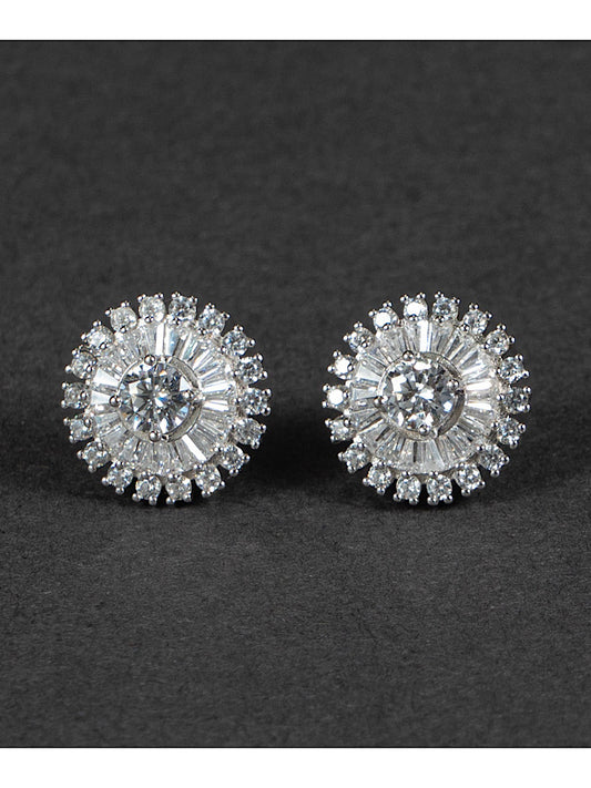 Silver Design Solitaire Studs