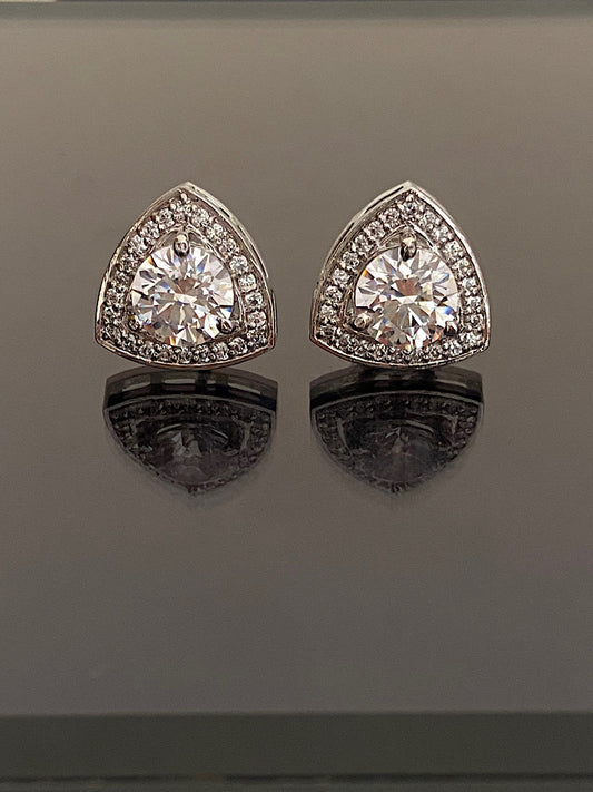 Silver Trillion Solitaire Studs