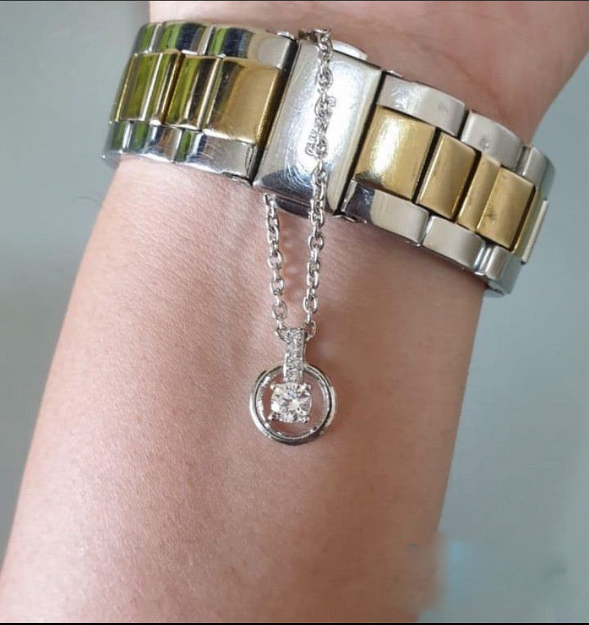 Silver Halo Solitaire Watch Charm