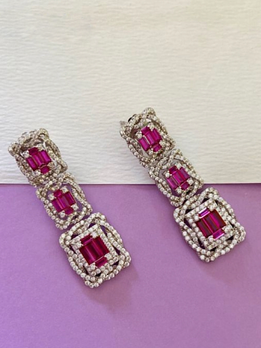 Dark Pink Colour Earrings