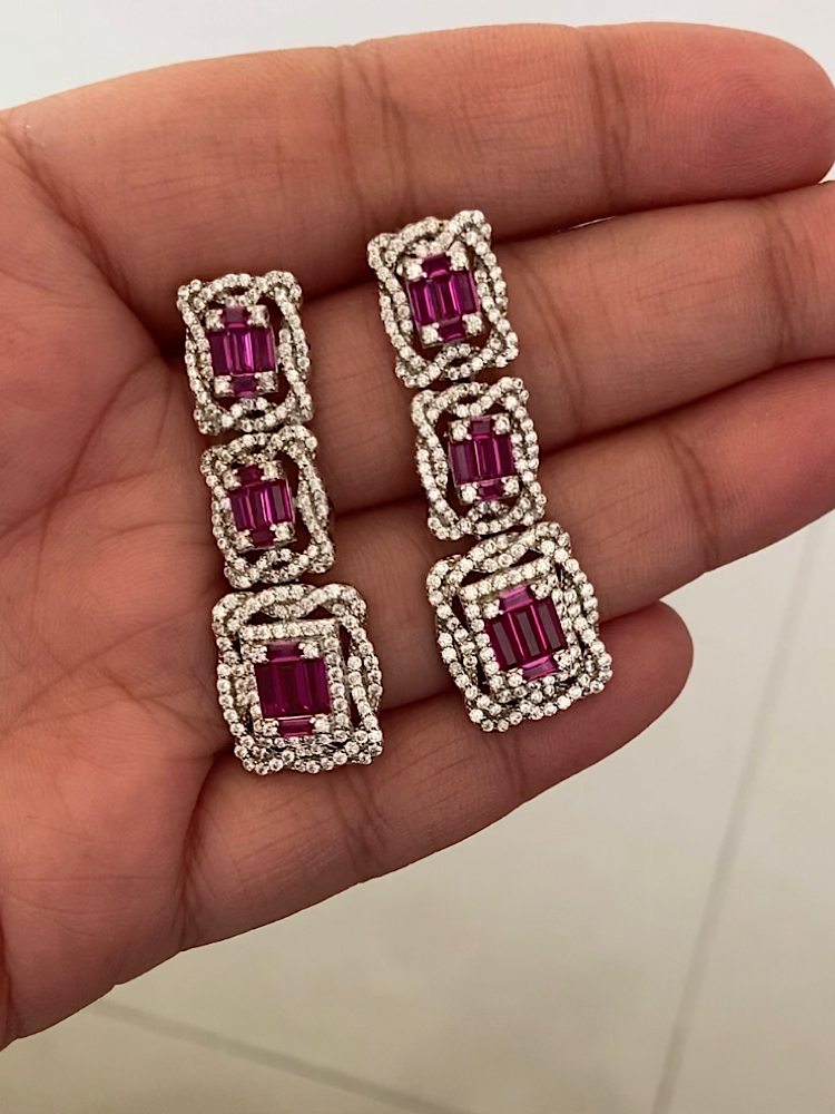 Dark Pink Colour Earrings