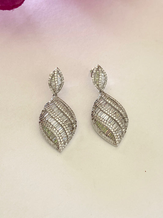 White Silver Earrings