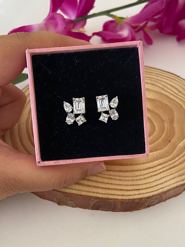 Silver Different Stone Solitaire Studs