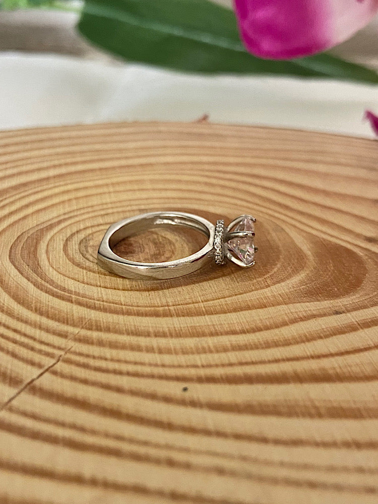 Round Solitaire Silver Ring