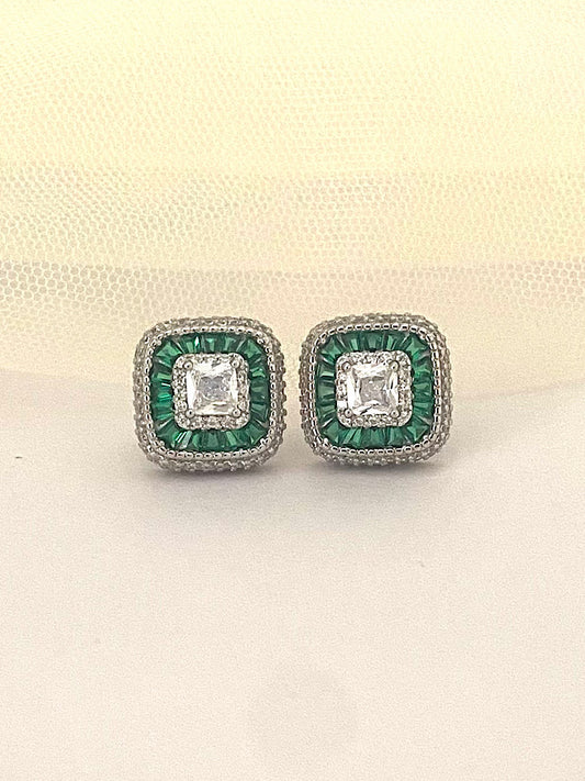 Green Designer Silver Studs