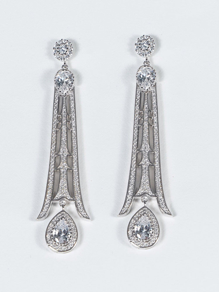 Long Statement Silver Earrings