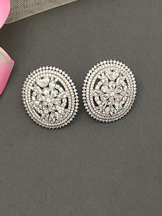 Silver Designer Round  Earrings