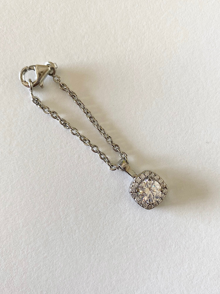 Silver Square Solitaire Watch Charm