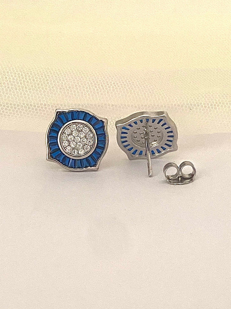 Silver Blue Studs Earrings