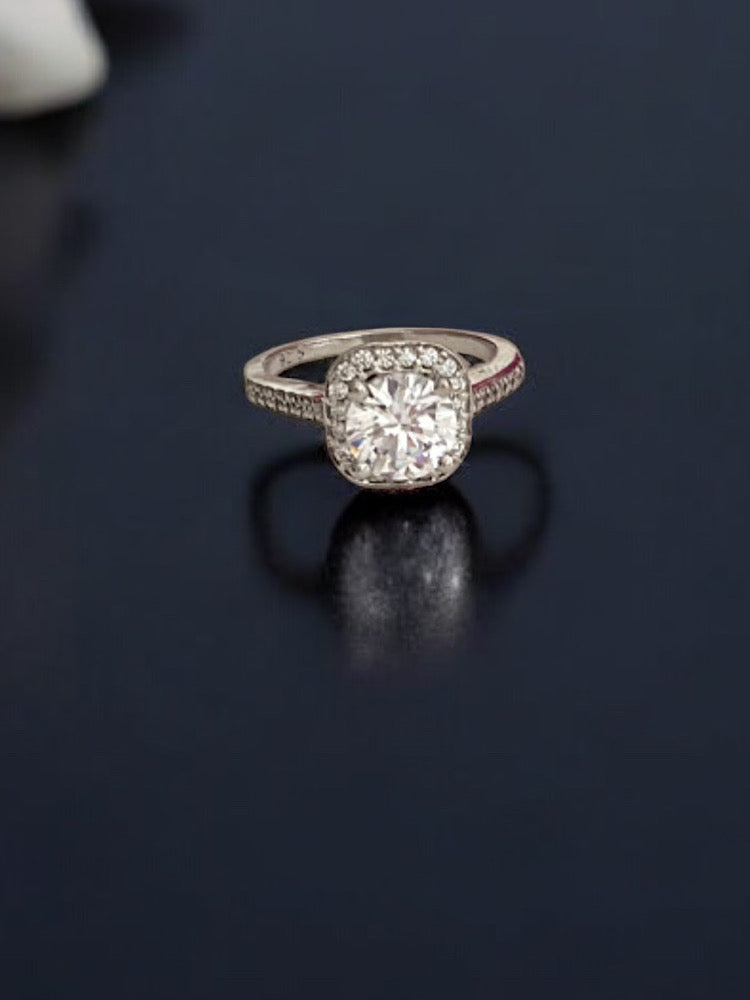 Silver Solitaire Ring