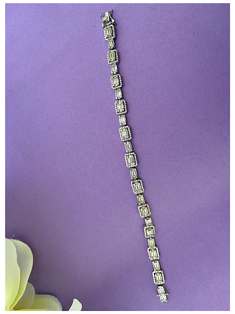 Silver Emerald Solitaire Tennis Bracelet