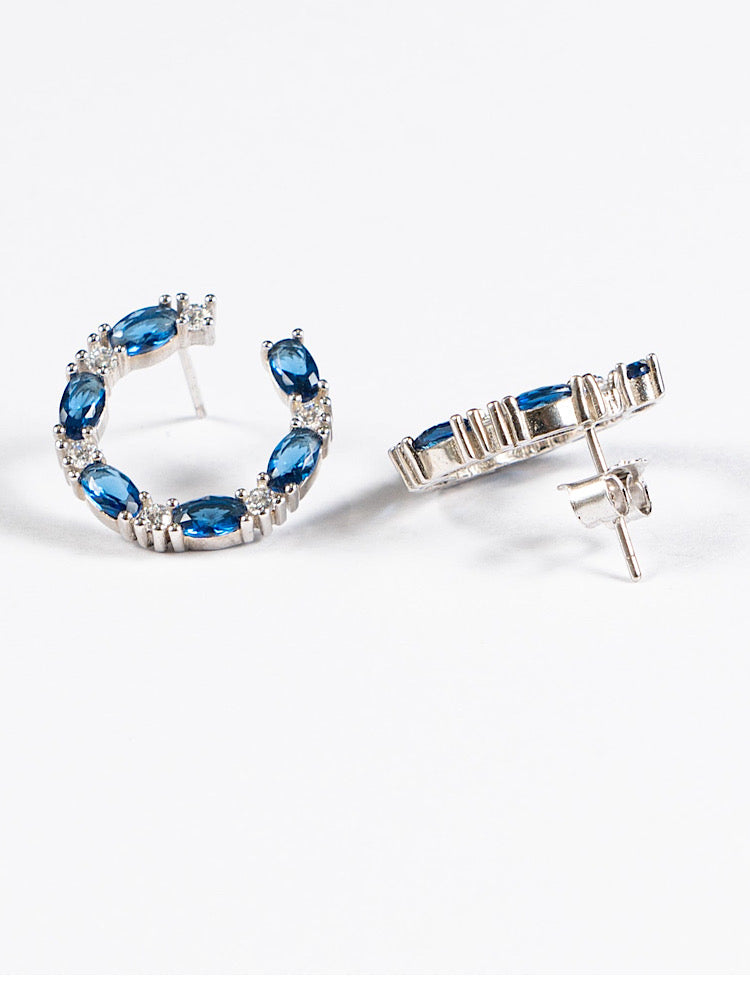 Silver  Blue Studs Earrings