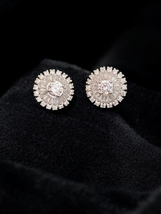 Silver Design Solitaire Studs