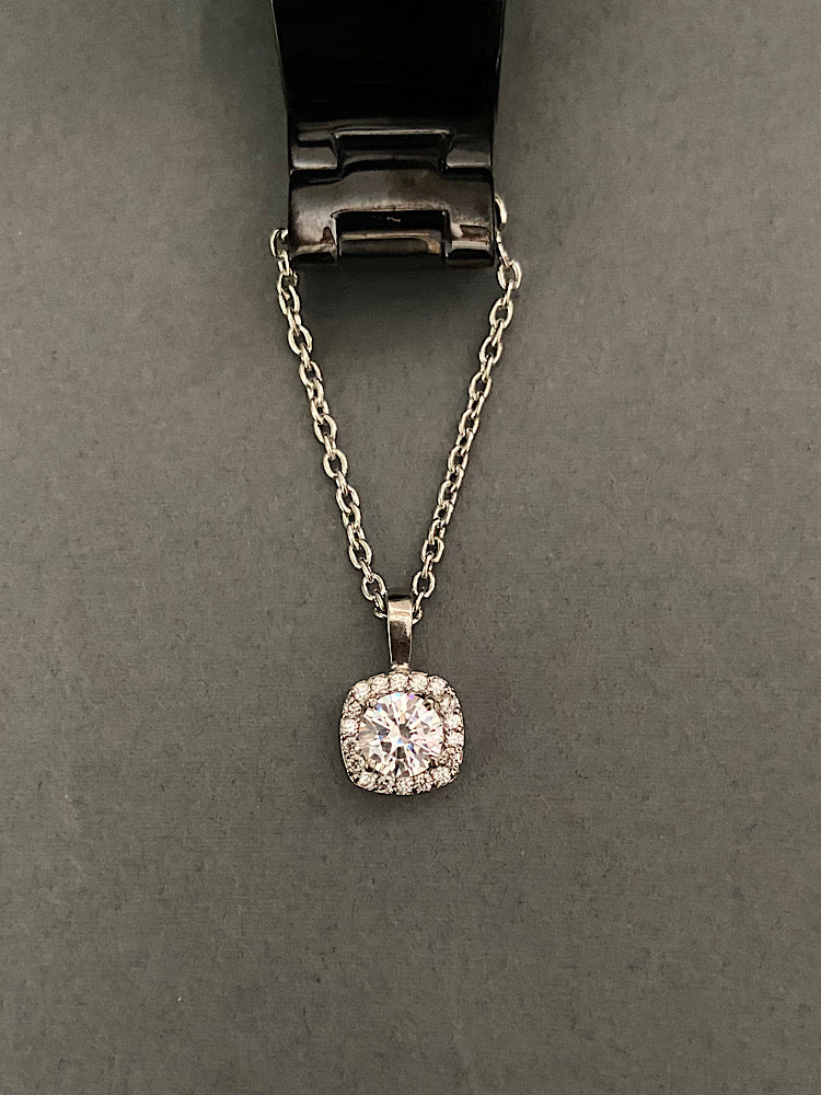 Silver Square Solitaire Watch Charm