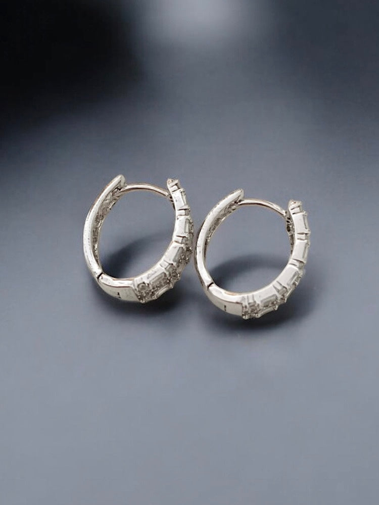 Silver Small Floral Hoops Earrings