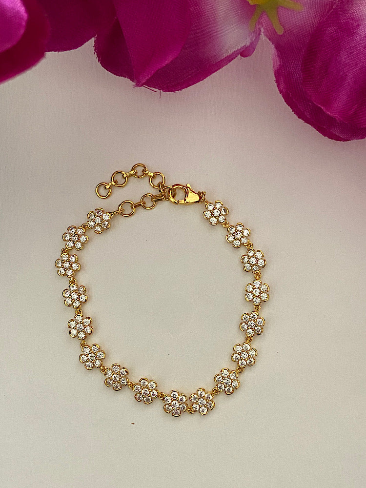 Goldplated Floral Tennis Bracelet