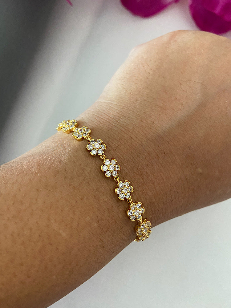 Goldplated Floral Tennis Bracelet