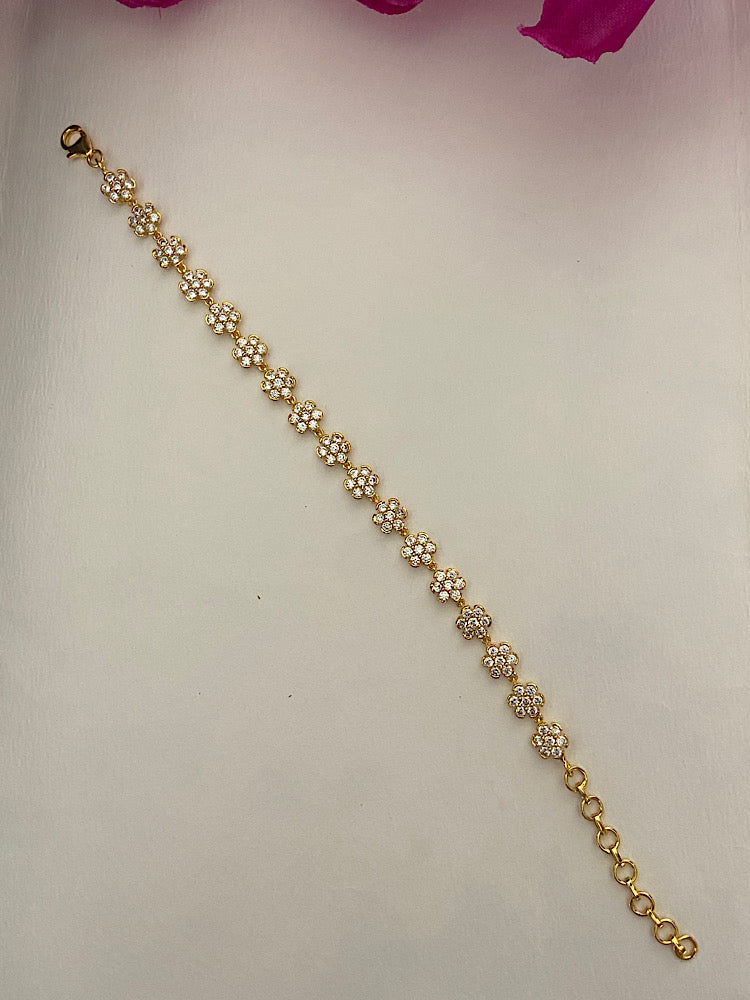 Goldplated Floral Tennis Bracelet