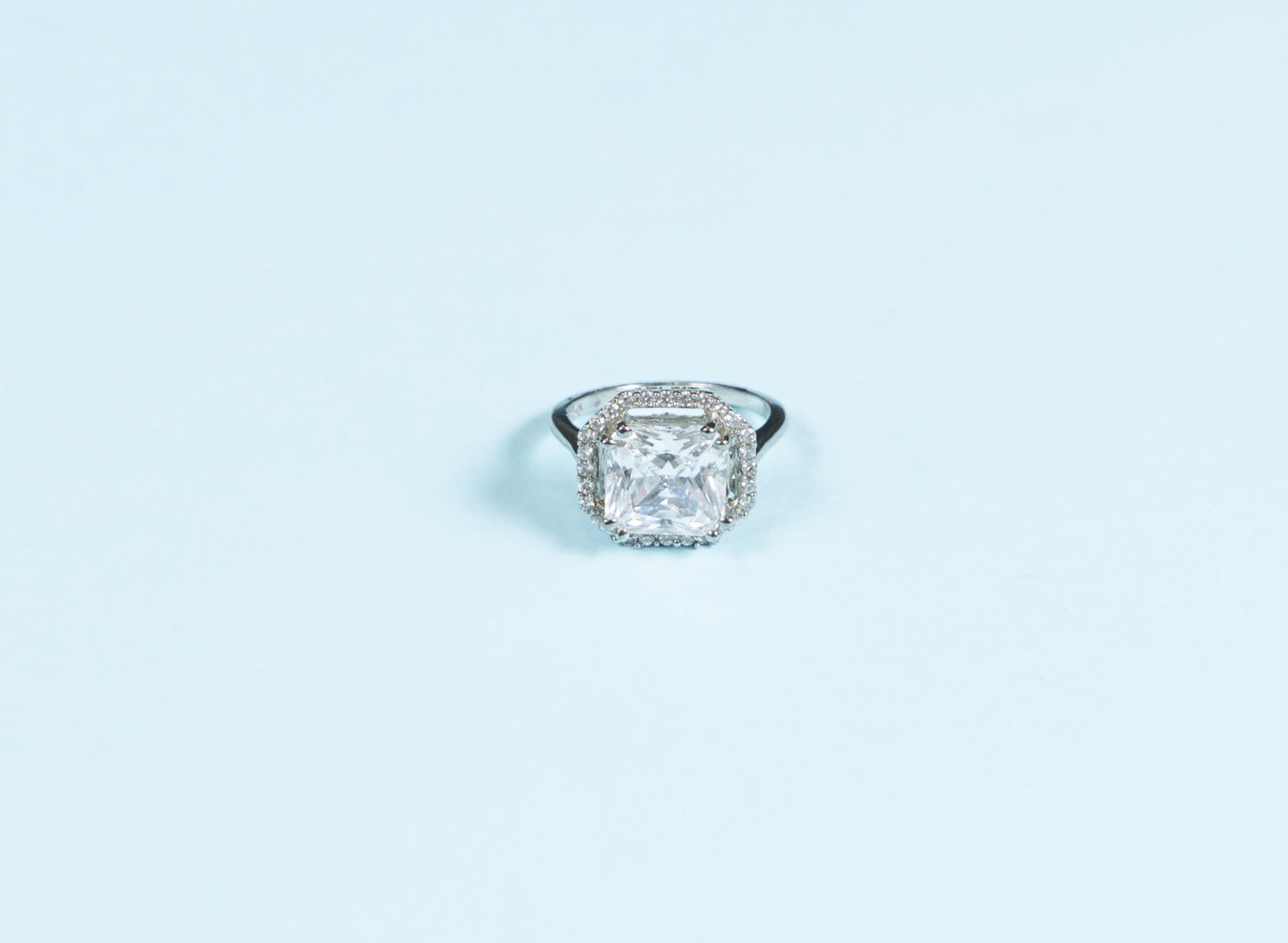 Silver Ring Asscher Solitaire