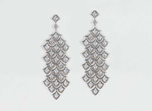 Long Statement Silver Earrings