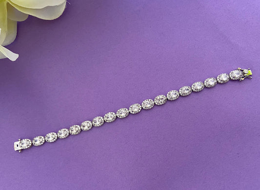 Silver Oval Solitaire Tennis Bracelet