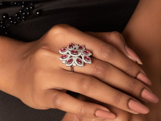 Red Celia Floral Ring