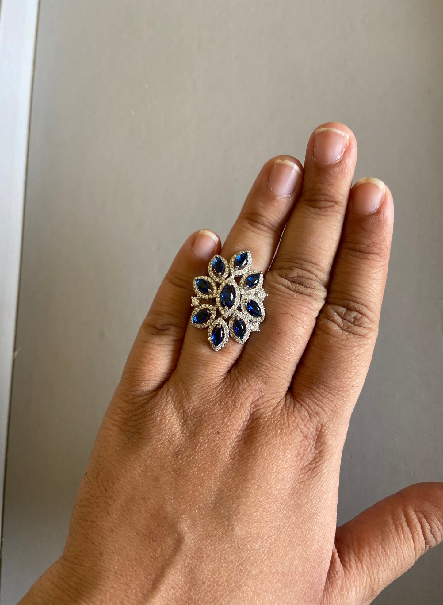 Blue Celia Floral Ring